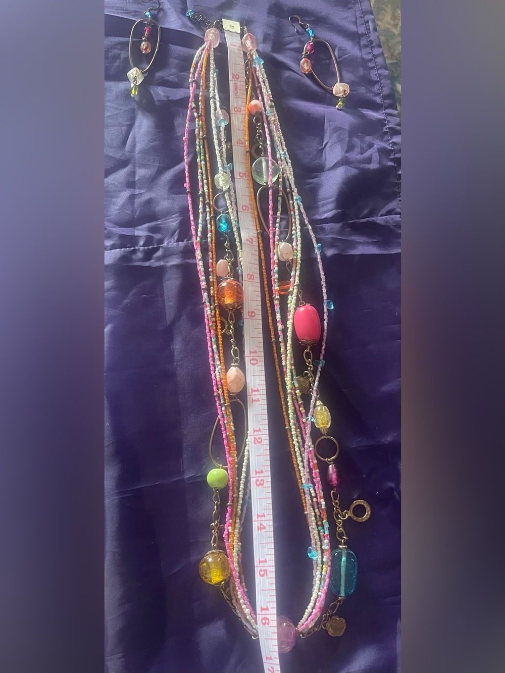 Multi-Strand Beaded Necklace with Pink and Multicolor Accents